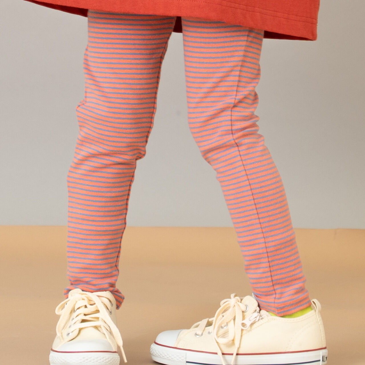 [365D.] Anti-Stain Stripe Jersey Knit Leggings,Salmon pink, large image number 0