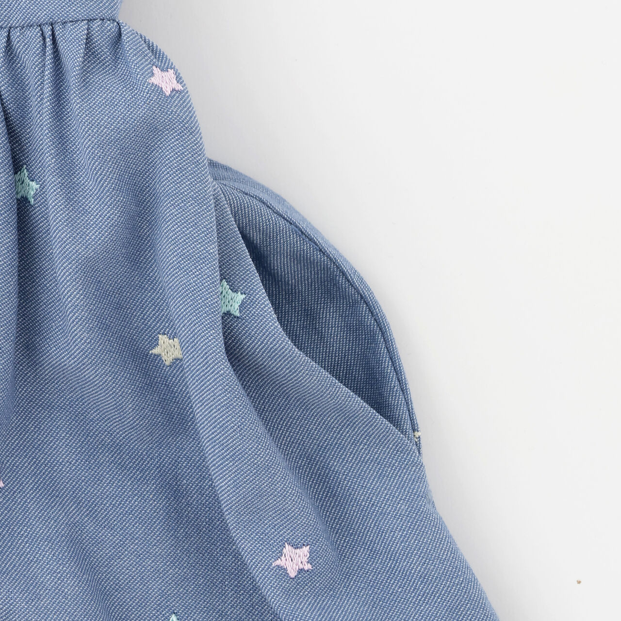 Shoulder Opening Short Sleeve T-Shirt & Star Camisole Dress Set,Sax blue, large image number 5
