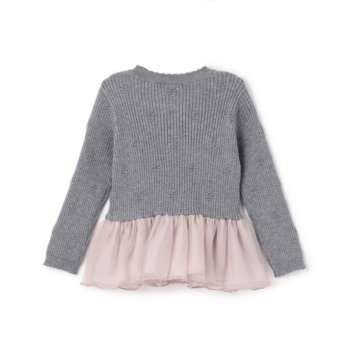 Fluffy and Soft Knit Peplum Tulle Tunic,Ivory, medium image number 1