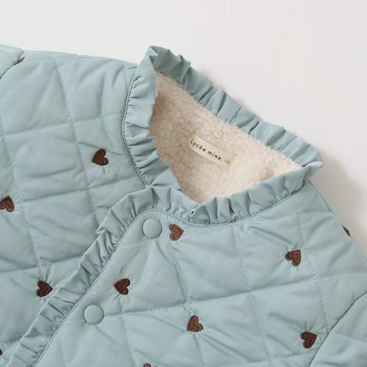 Collarless Heart Embroidered Blouson,Ivory, large image number 14