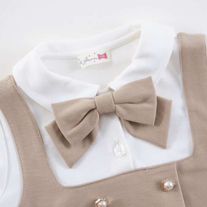 KP Layered One-Piece Dress with Ribbon [100-140],Beige, medium image number 13