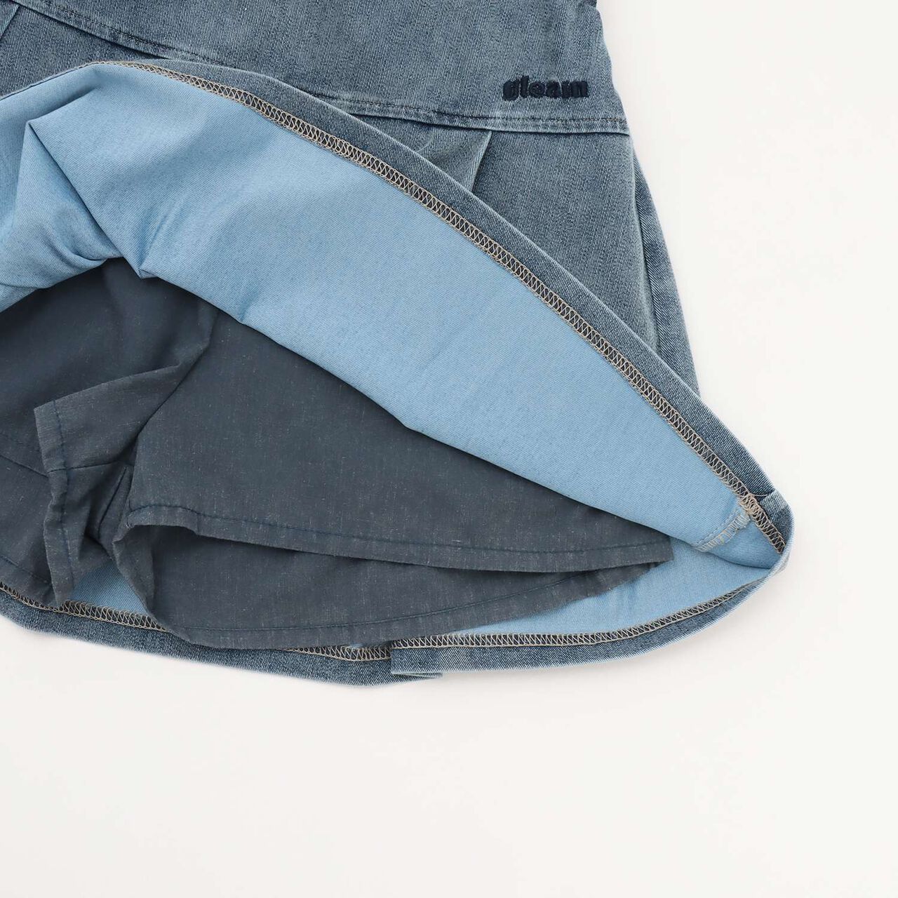 Denim-Like Cut Pleated Skirt,Gray, large image number 13