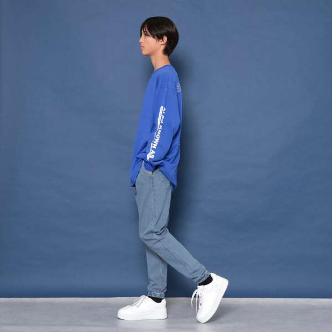 Stretch Denim Jogger Pants,Deep blue, large image number 8