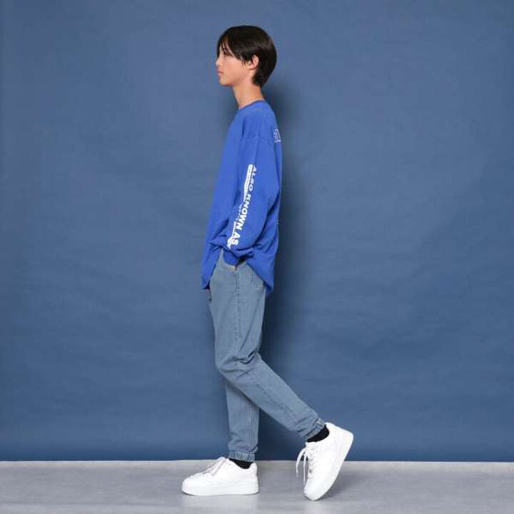 Stretch Denim Jogger Pants,Deep blue, medium image number 8