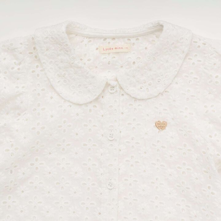 [100% Cotton] Lace Puff Sleeve Blouse for Girls Kids,Black, medium image number 4