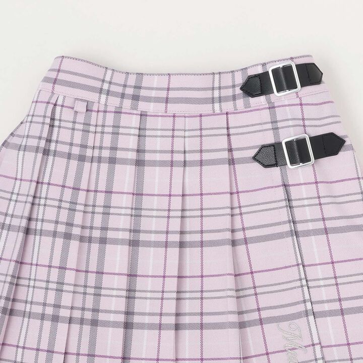 Checkered Pleated Skirt-Pants,Blue, medium image number 10