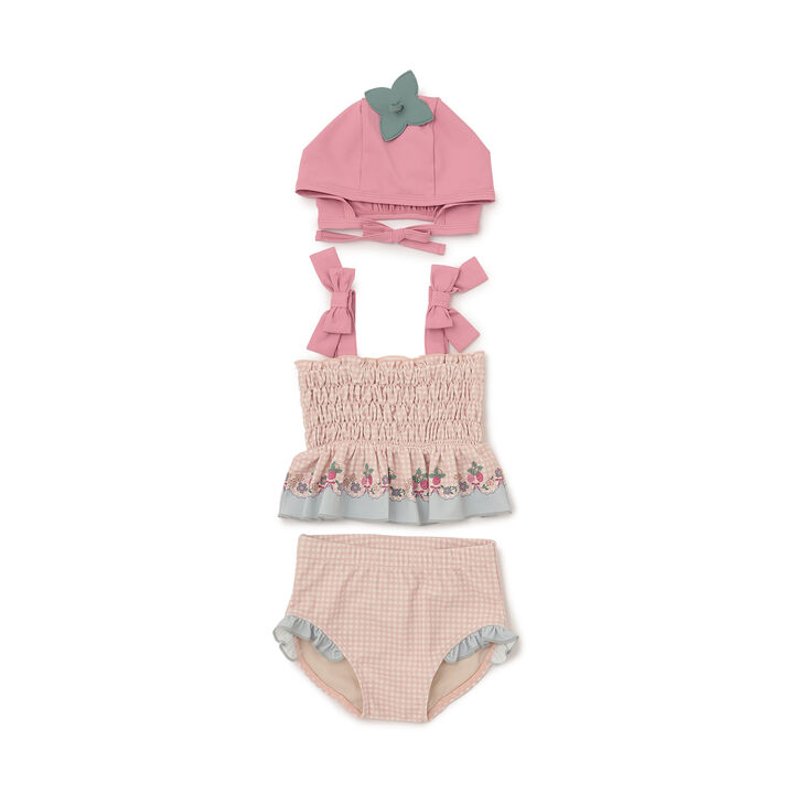 [SWIM] Baby Fruit Print Bikini with Cap,Yellow, medium image number 2
