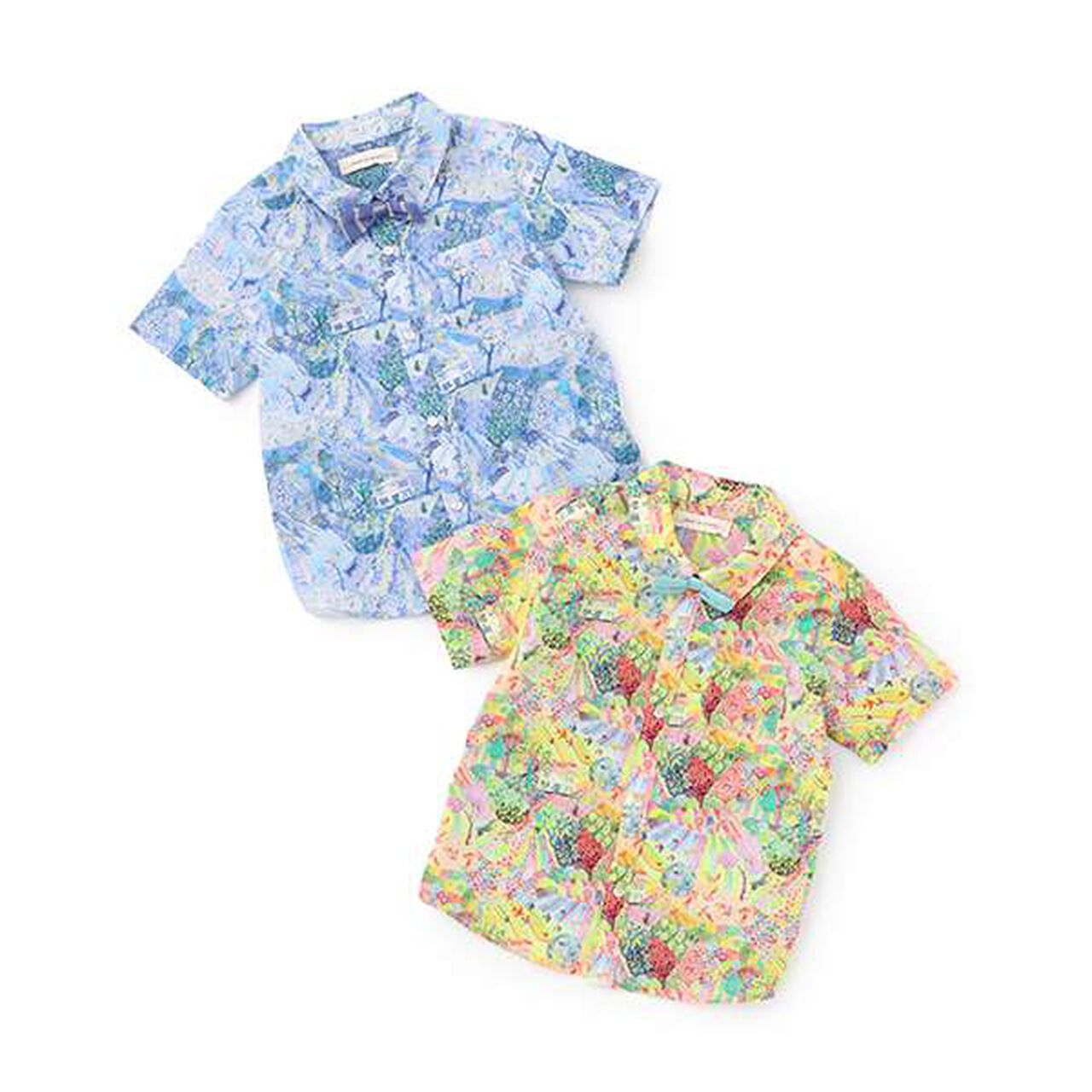 Royal Oak House Short-Sleeve Shirt with Bow Tie,Blue, large image number 15