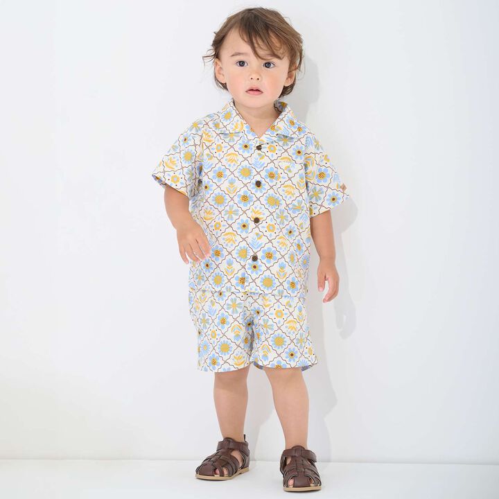 [Link] Cotton Rayon All-Over Pattern Short-Sleeve One-Piece Dress,Black, medium image number 7