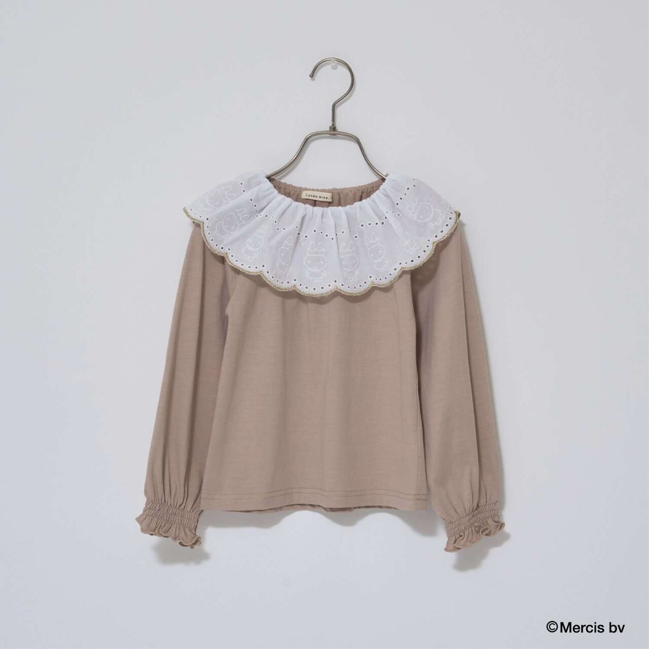 [Miffy] Soft Cotton Lace Collar Top,Light pink, large image number 3