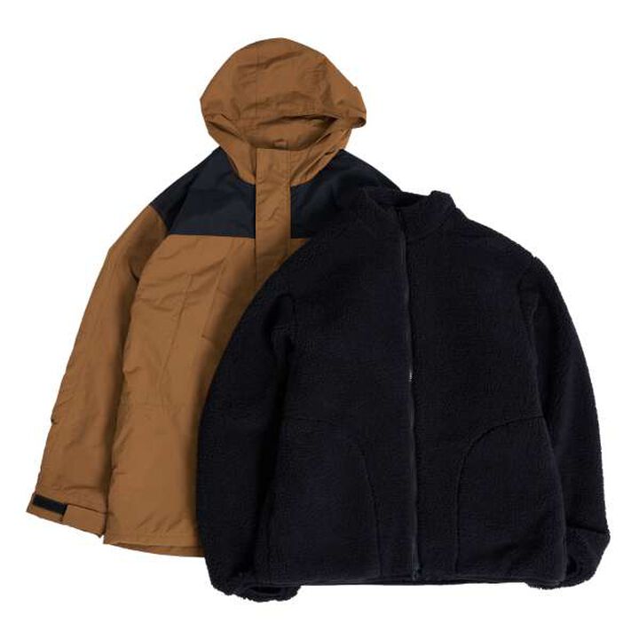 Water-Repellent Nylon 3-Way Coat with Boa Inner,Khaki, medium image number 2