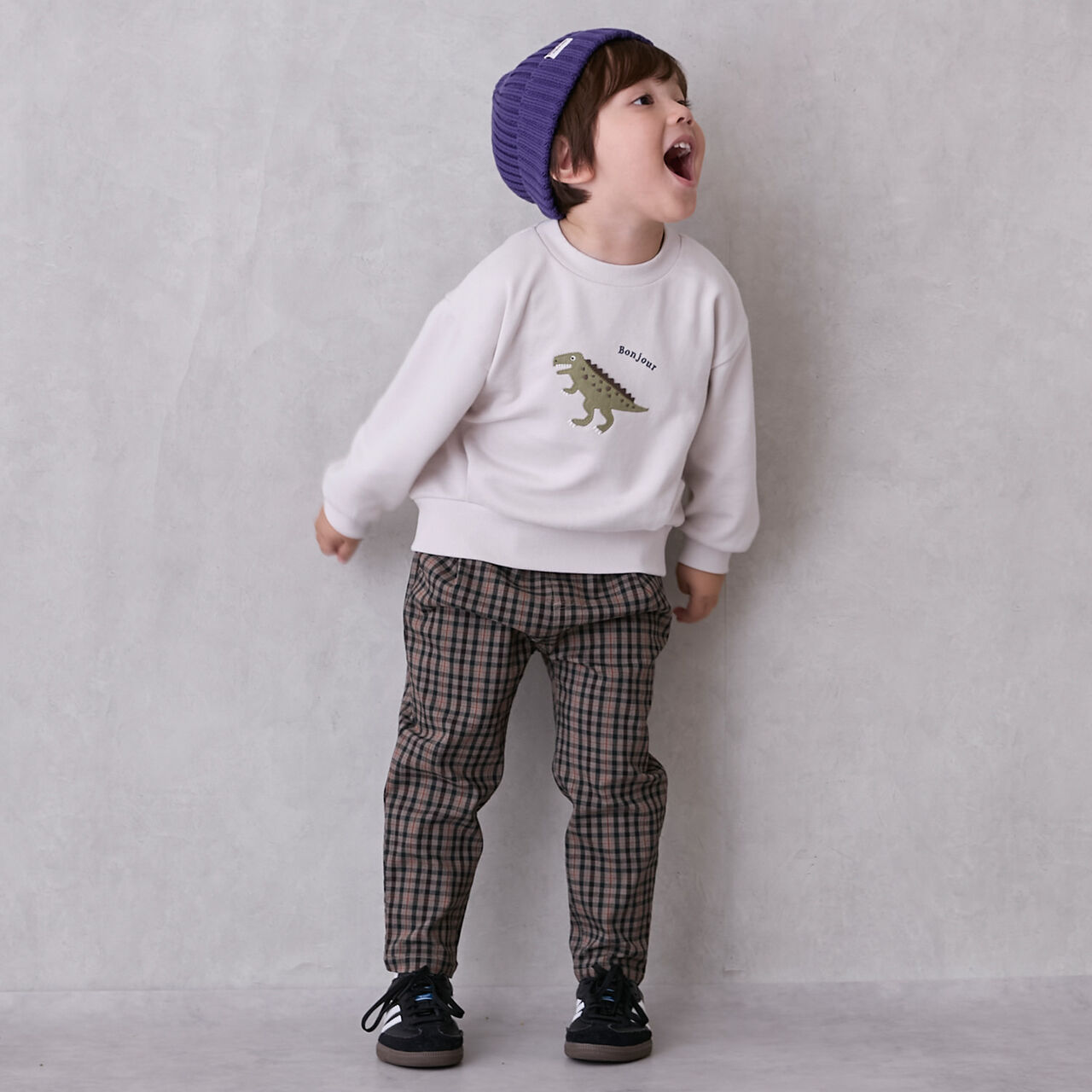 Checkered Stretch Pants,Navy, large image number 3