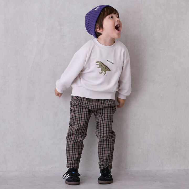 Checkered Stretch Pants,Navy, medium image number 3