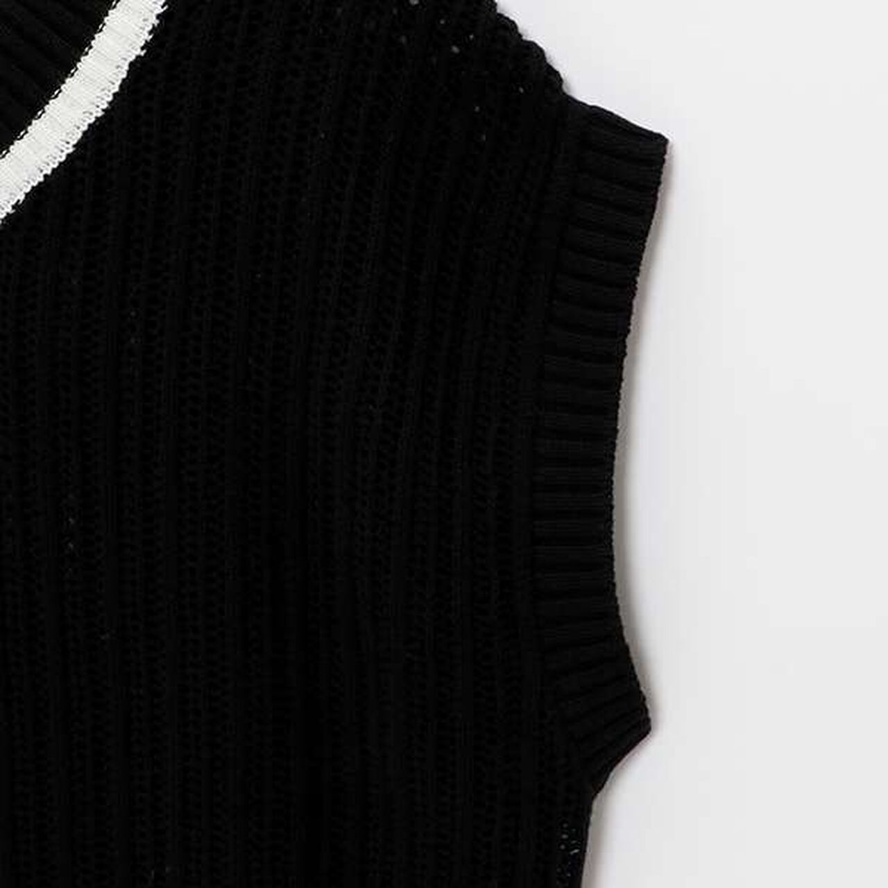 [AMI] Patchwork Knit Mesh Vest Set,Black, large image number 14