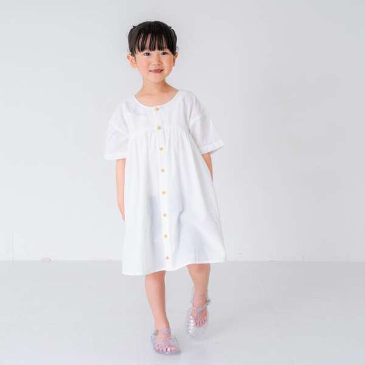 Boiled Gathered One-Piece Dress,Off white, medium image number 1