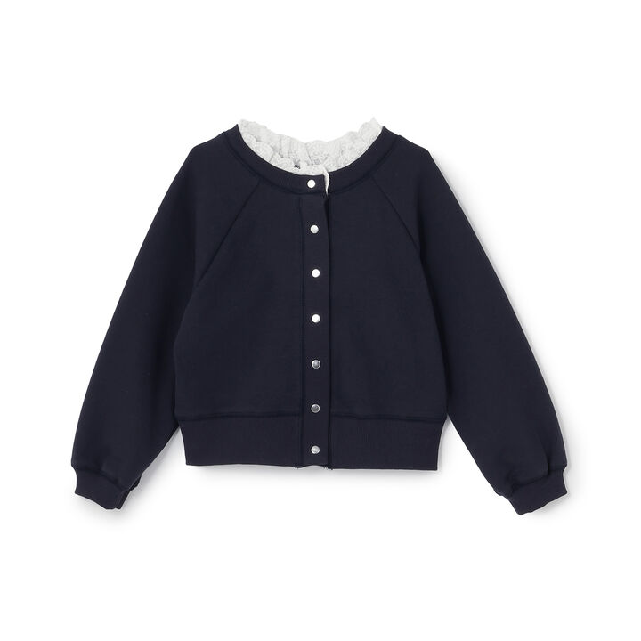Link Lace Collar 2WAY Cut Cardigan,Top gray, medium image number 10