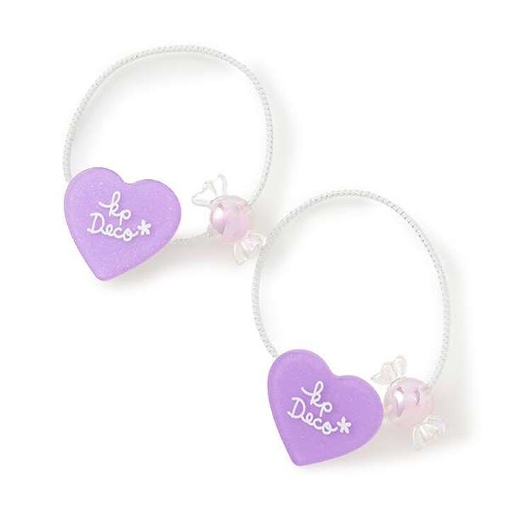 Heart Logo Motif Hair Ponytail Holder,Purple, medium image number 0