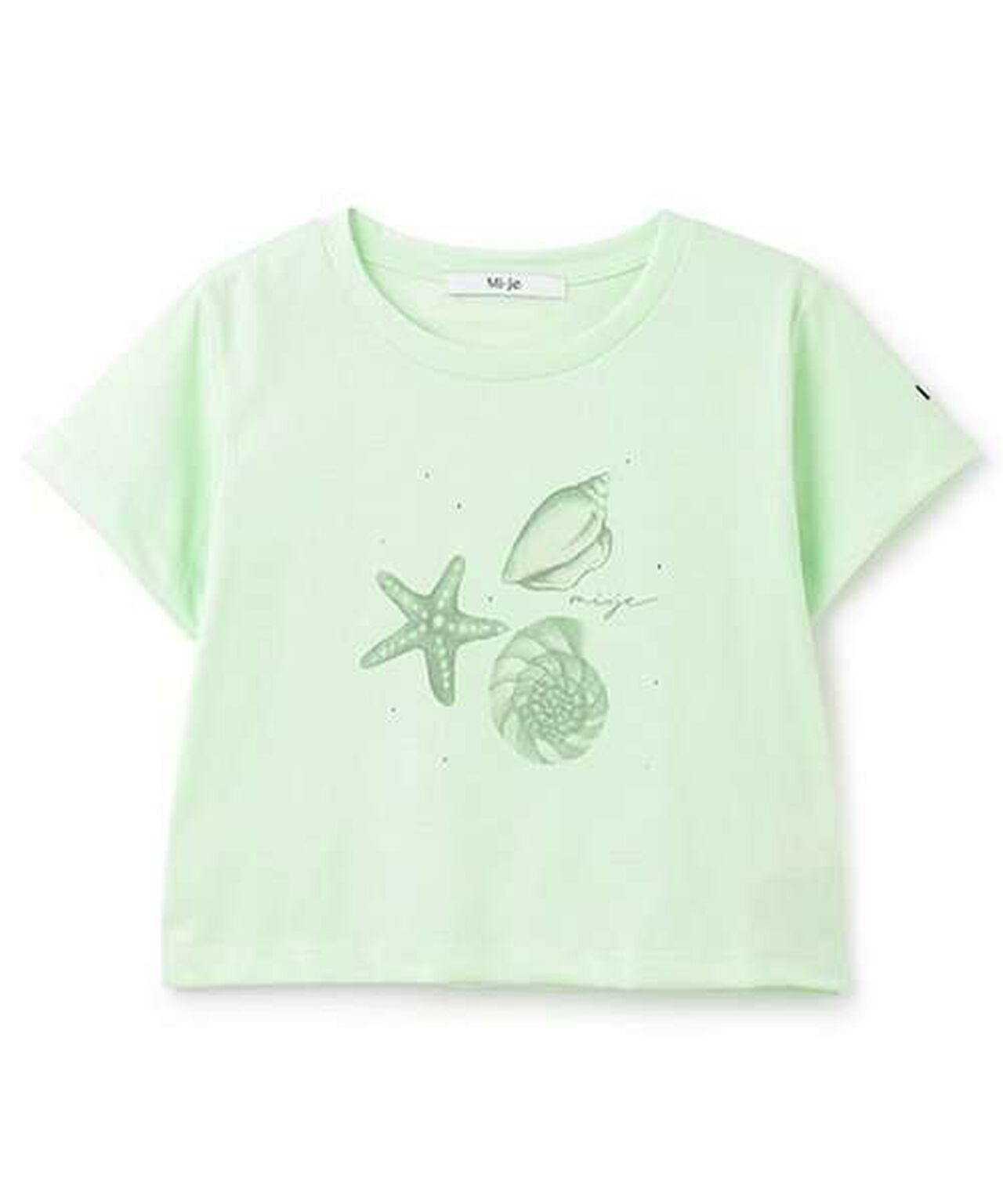 Shell Illustration Short Sleeve T-Shirt [Korean Fashion],Light green, large image number 4