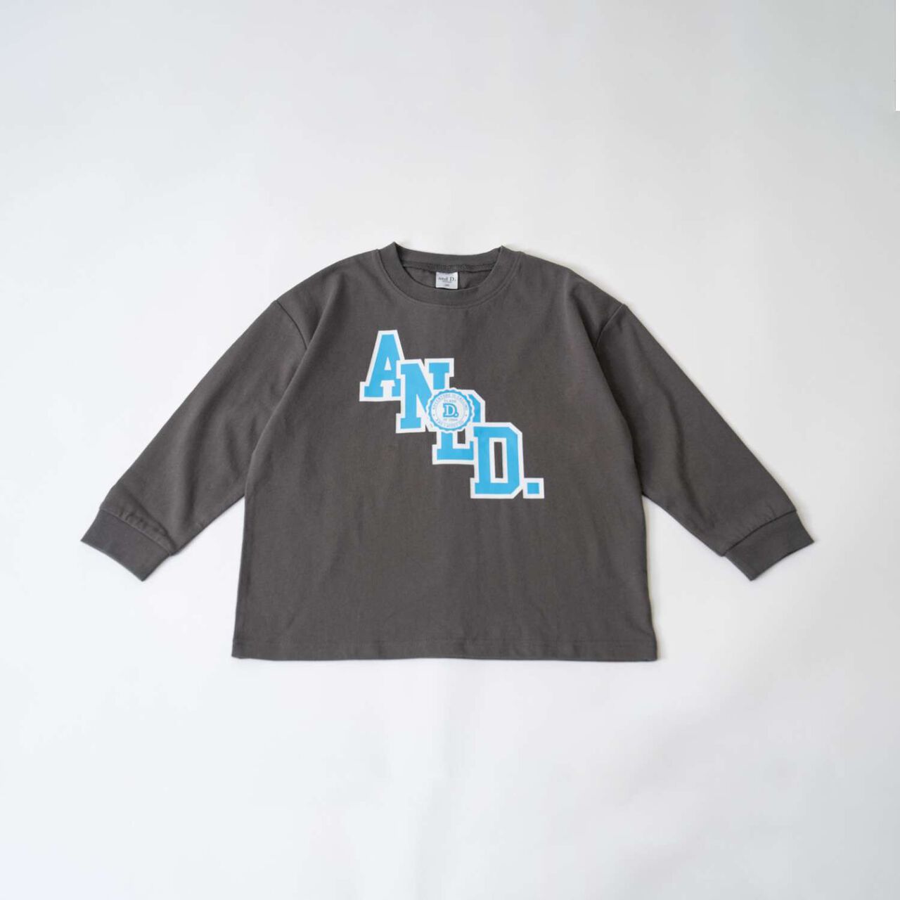 [USA Cotton] AND Logo College Wide Long Sleeve T-Shirt,Charcoal gray, large image number 0