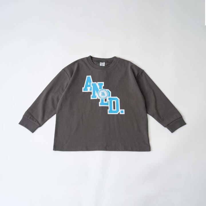 [USA Cotton] AND Logo College Wide Long Sleeve T-Shirt,Charcoal gray, medium image number 0