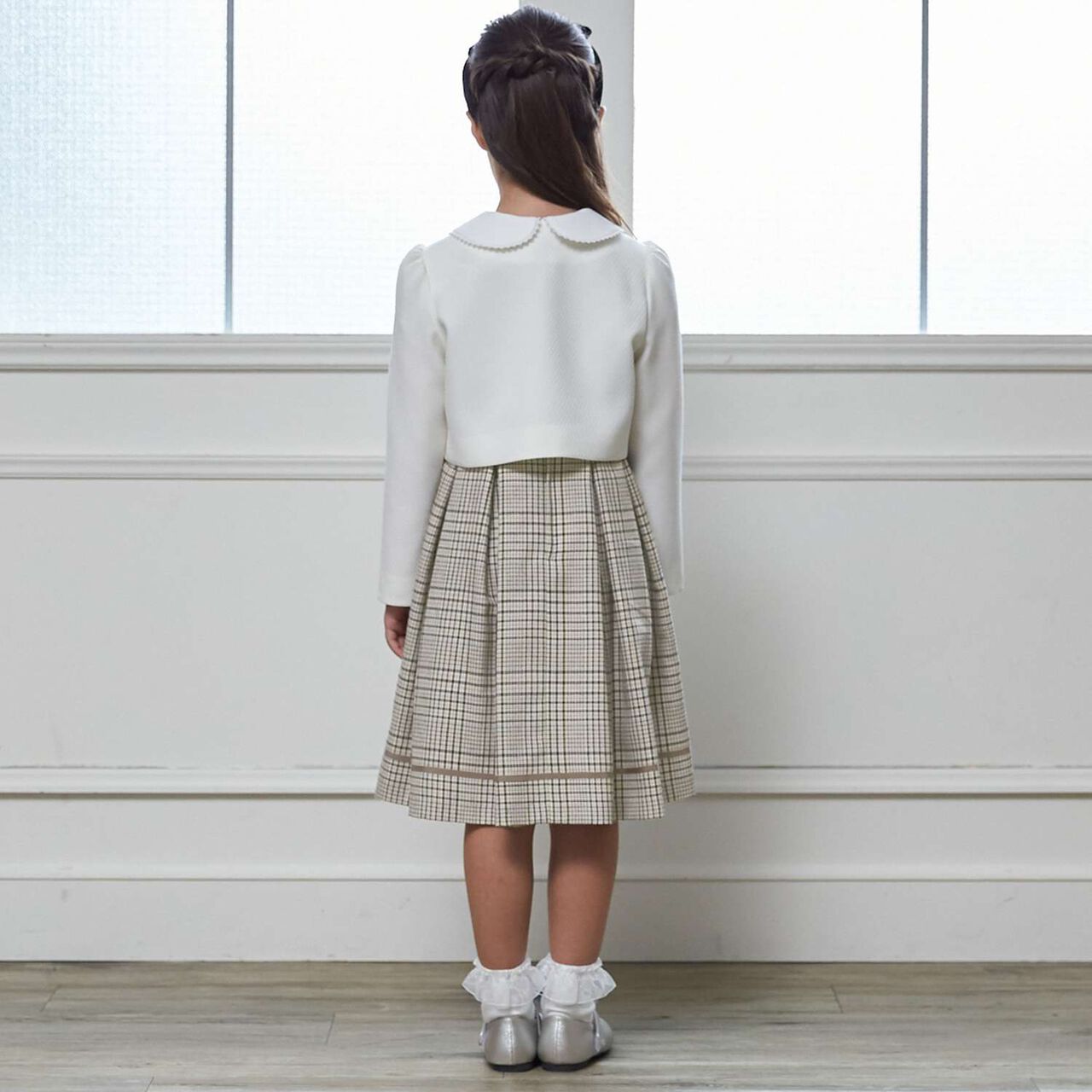 [Formal] Checkered OP + Scallop Trim JK Set,Beige, large image number 2