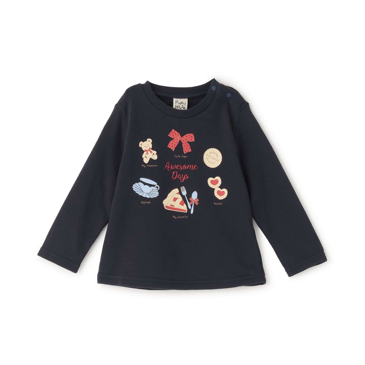 Sweets Motif Fleece Pullover,Navy, large image number 9