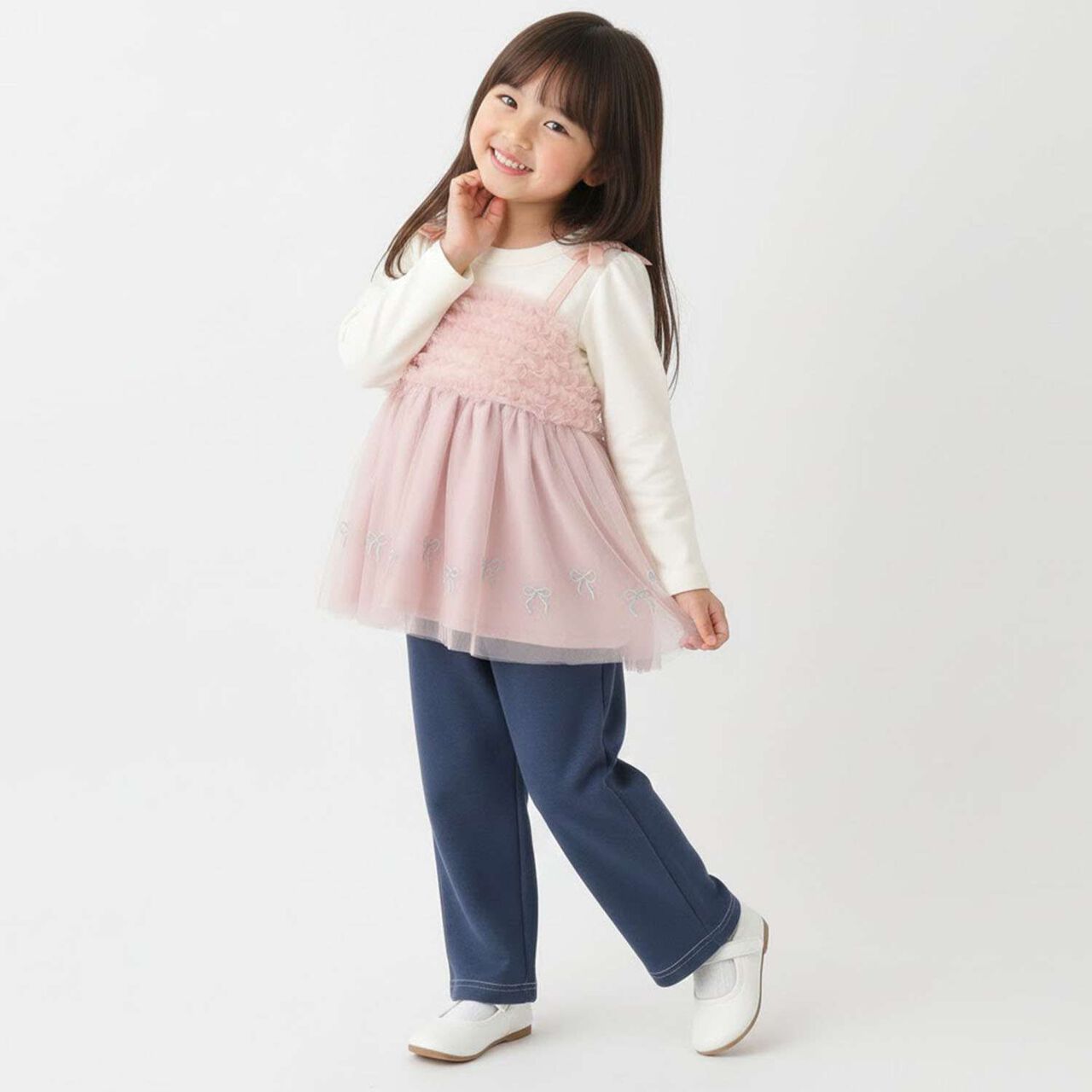 Ribbon Embroidery Tulle Docking Tunic,Charcoal gray, large image number 12