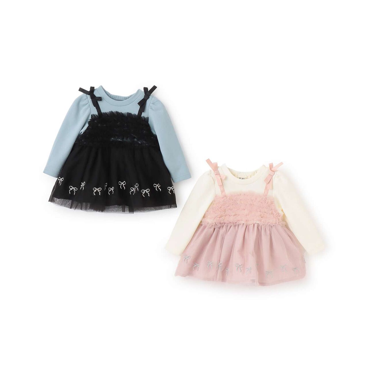 Ribbon Embroidery Tulle Docking Tunic,Charcoal gray, large image number 6