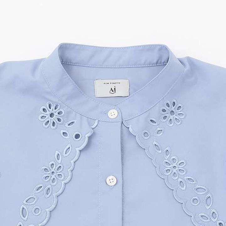 [AMI] Cutwork Stitch Big Collar Blouse,Off white, medium image number 8