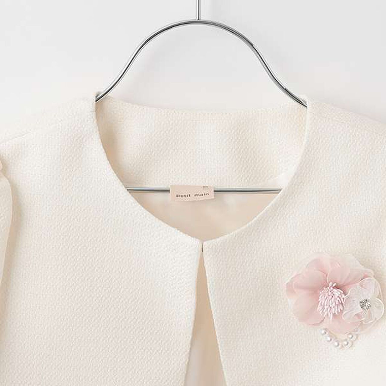 Long-Sleeve OP + Scallop Trim Jacket Set,Beige, large image number 7