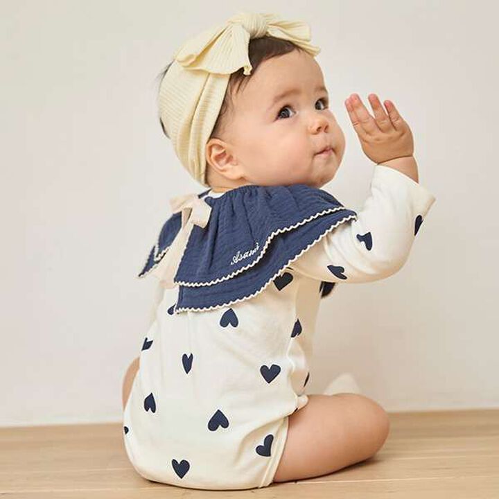 Frill Collar Bib with Pikomi Shin,Navy, medium image number 3