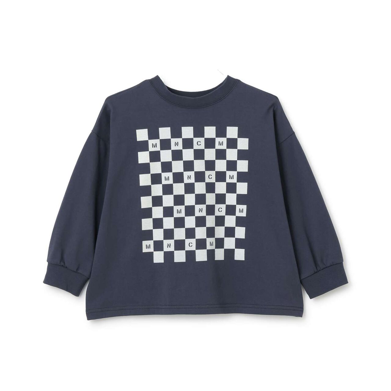 [Anti-Stain & Quick-Dry & Shape Retention] Checker Flag Printed T-Shirt [MNCM],Navy, large image number 3