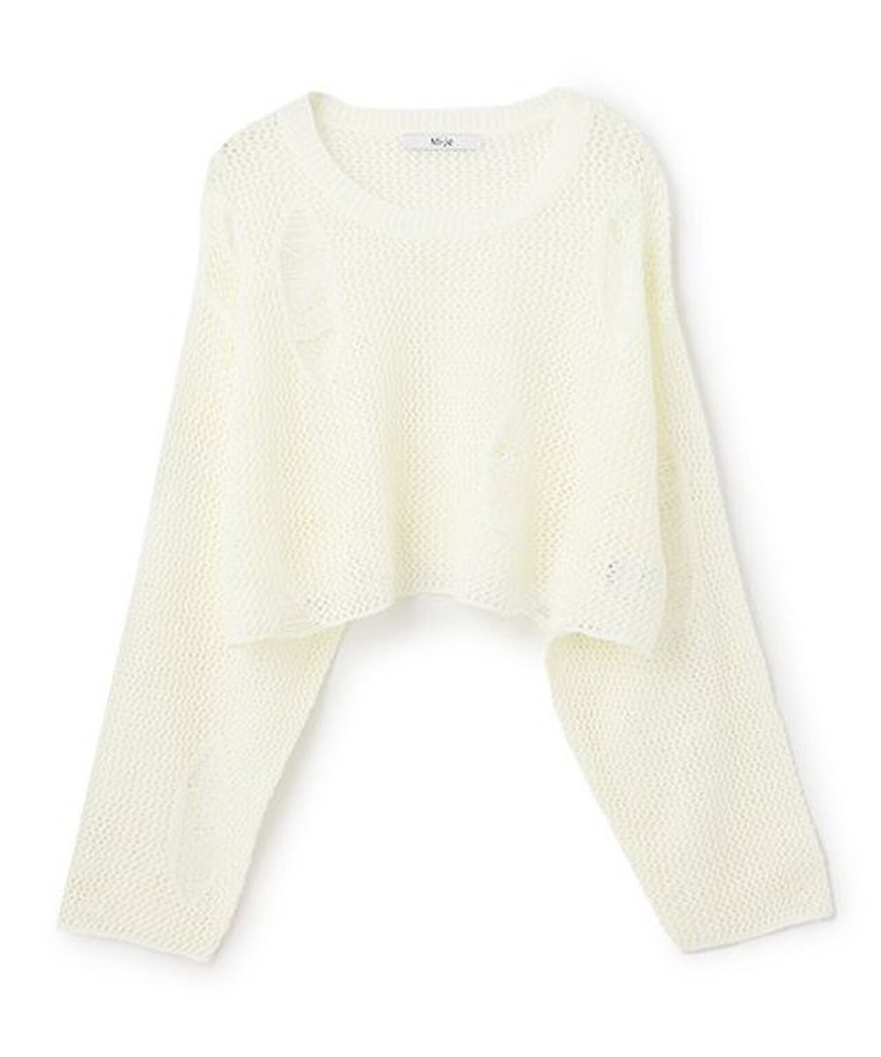 Damaged Mesh Knitwear,Ivory, large image number 0