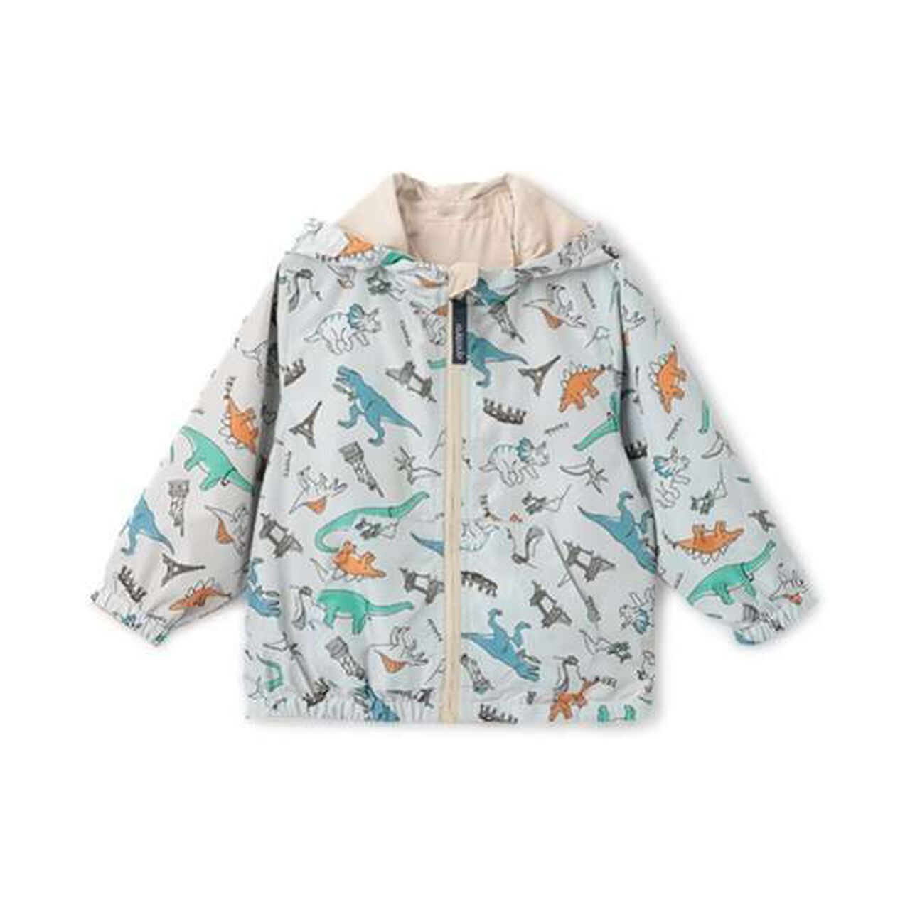 Dinosaur Reversible Windbreaker,Beige, large image number 15