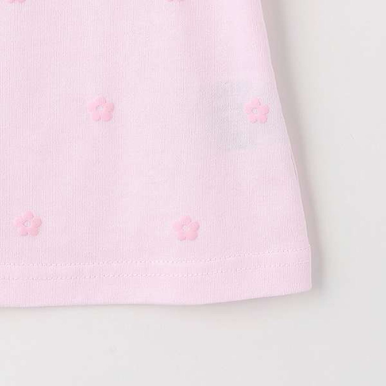 Floral Pattern Short Sleeve T-Shirt with Rabbit Mascot,Off white, large image number 6