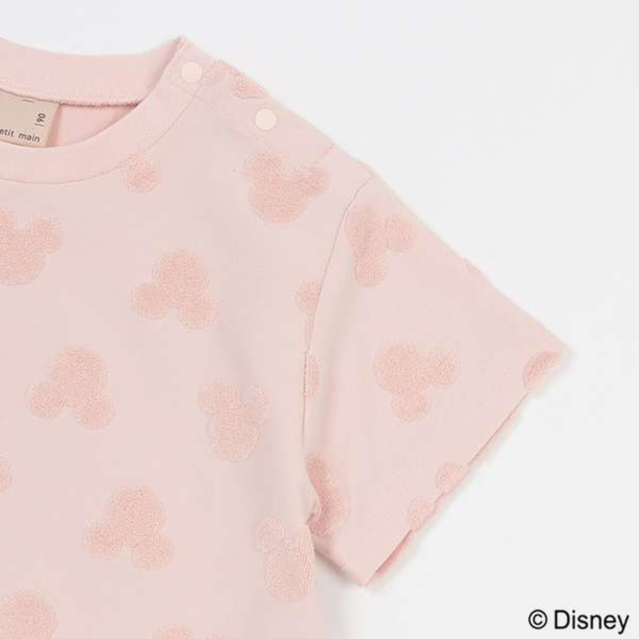 [Disney] Pile Jacquard Pattern T-Shirt,Light pink, large image number 3