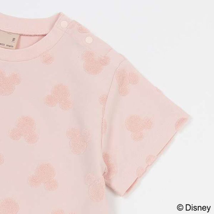 [Disney] Pile Jacquard Pattern T-Shirt,Light pink, medium image number 3