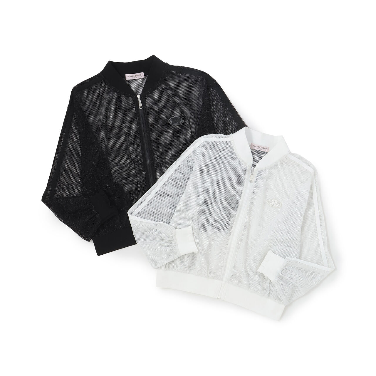 Lame Mesh Bomber Jacket,Off white, large image number 7
