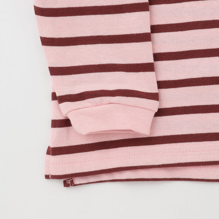 Stripe Polo Collar Long-Sleeve T-Shirt,Ivory, medium image number 10