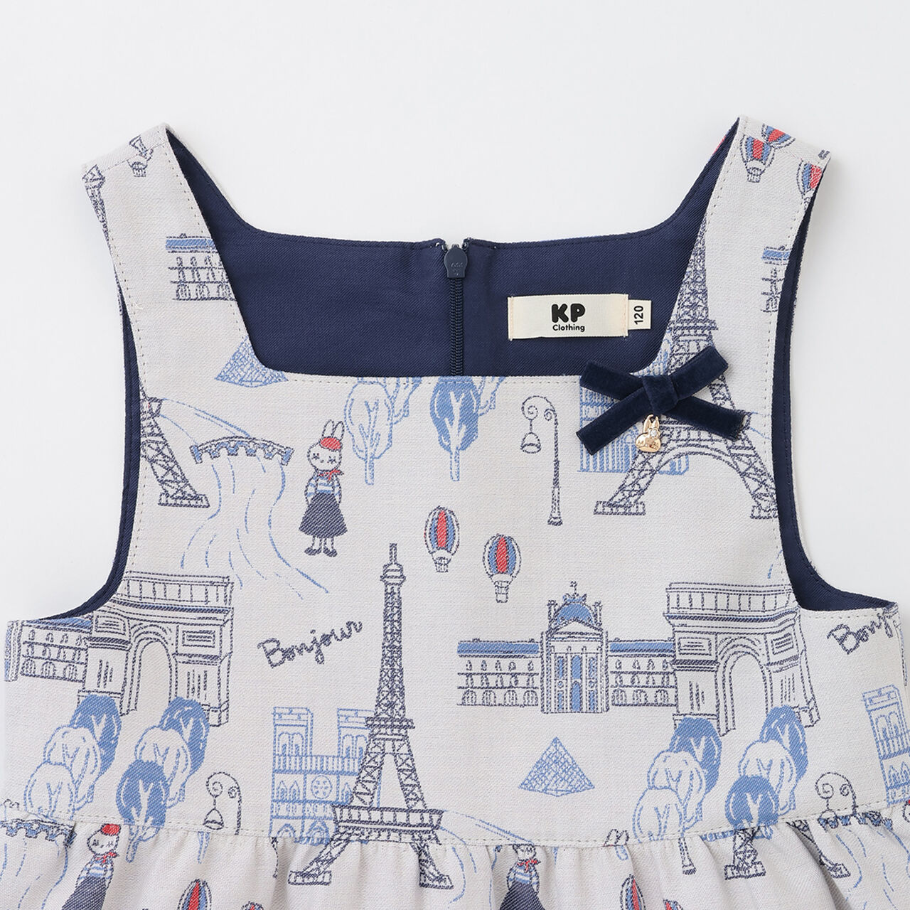 [Made in Japan] Paris Pattern Jacquard Jumper Skirt,Ivory, large image number 4