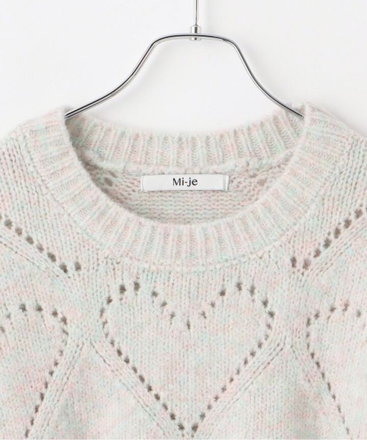 Heart Knit Mix Loose Knitwear [Korean Fashion],Red, medium image number 6