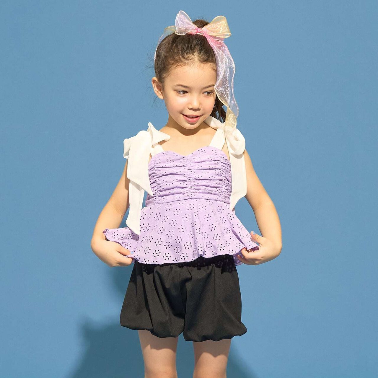 [SWIM] [UV Protection] Lace Top & Balloon Pants Separate Swimsuit,Lavender, large image number 0