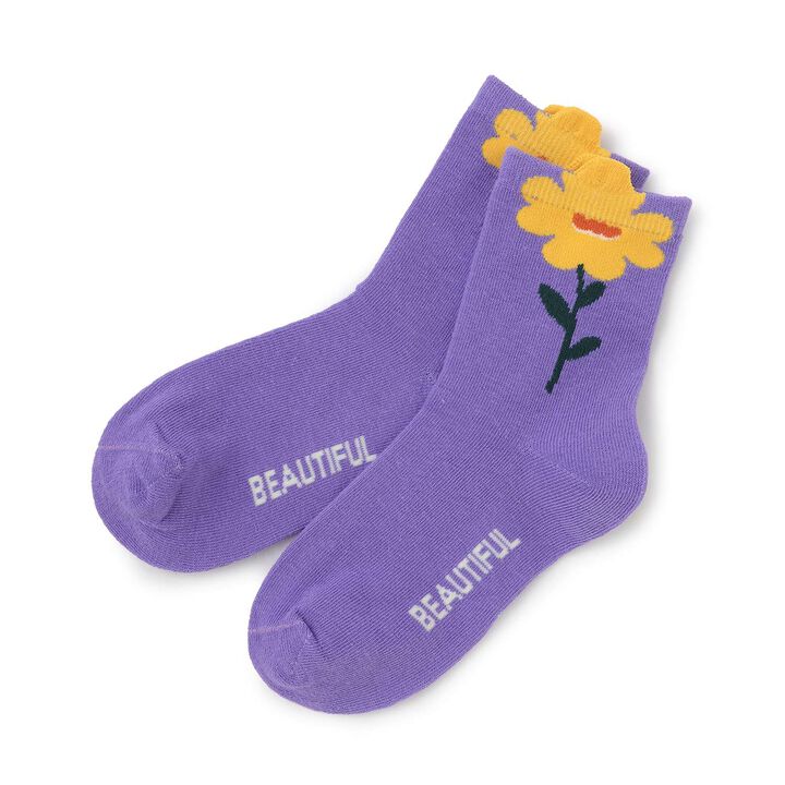 Puffy Flower Crew Socks [Kids] [Girls],Moderate blue, medium image number 5