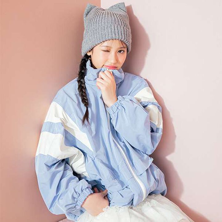 Water-Repellent Fleece-Lined Warm Color Block Track Jacket,Light beige, medium image number 12