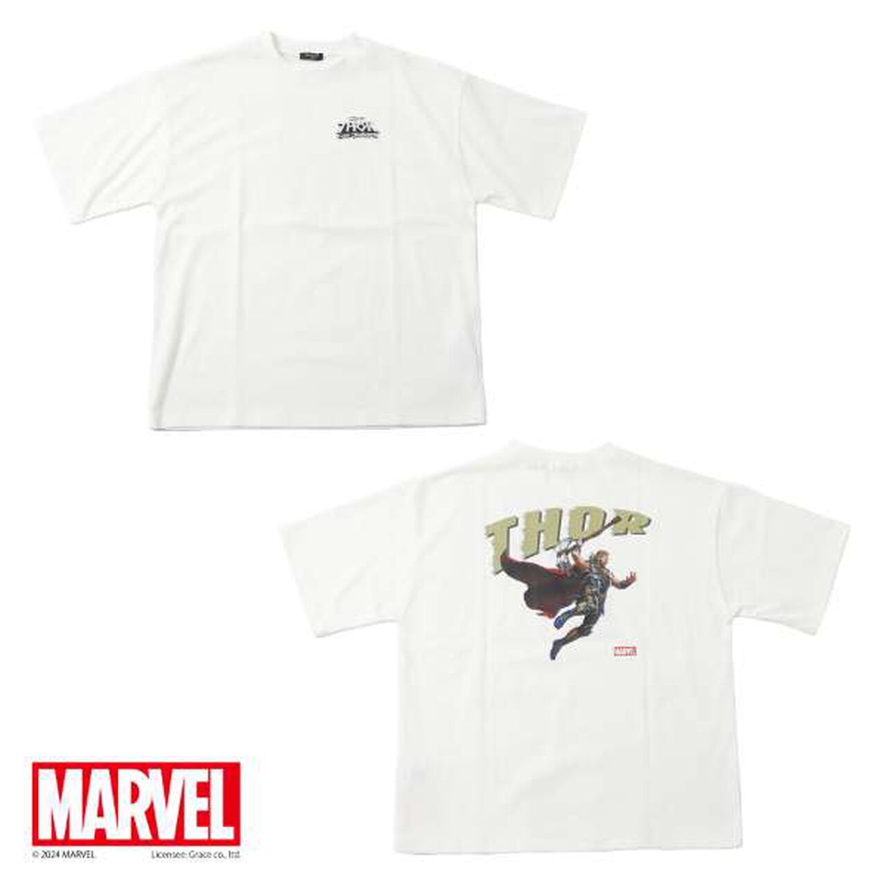 [Adult Size Available] [MARVEL] Thor / Back Print Big T-Shirt,White, large image number 0