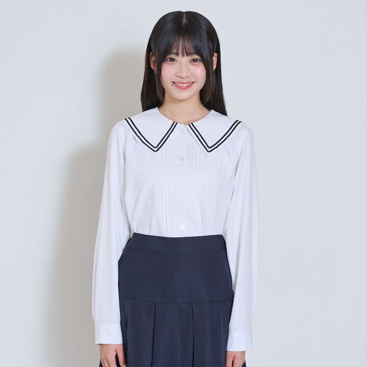 [Easy Care] Sailor Collar Line Blouse for Graduation & Ceremony Freshers,, medium