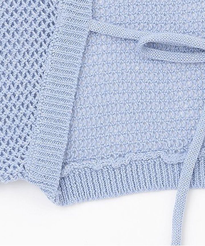 Mesh Ribbon Cardigan,Blue, medium image number 6