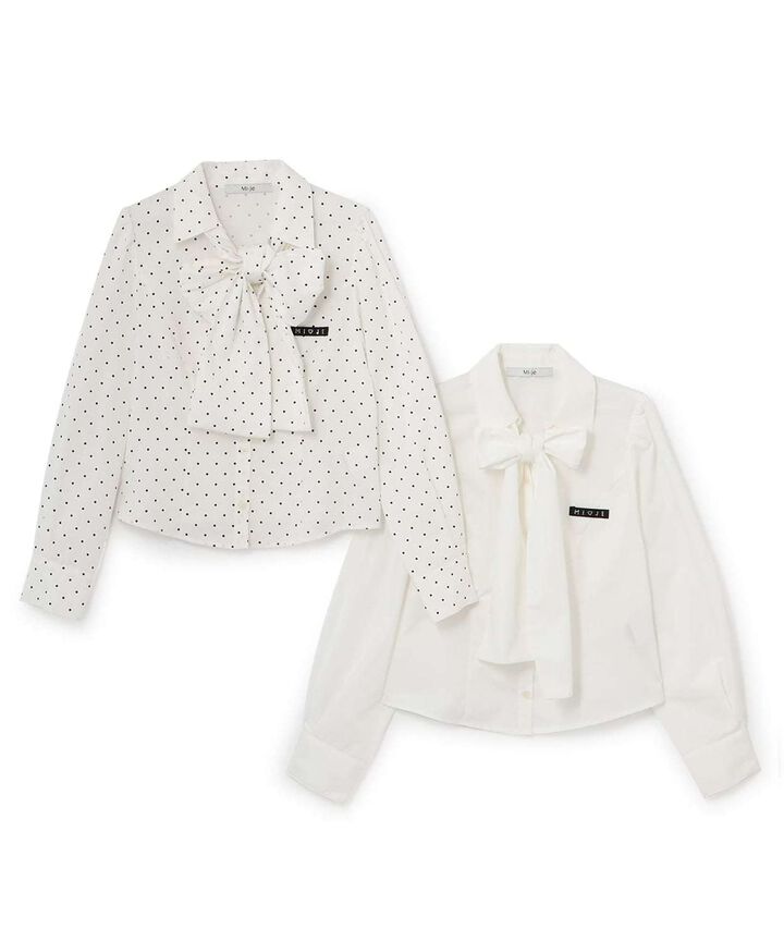 Stone Name Bow Tie Shirt,Off white, medium image number 8