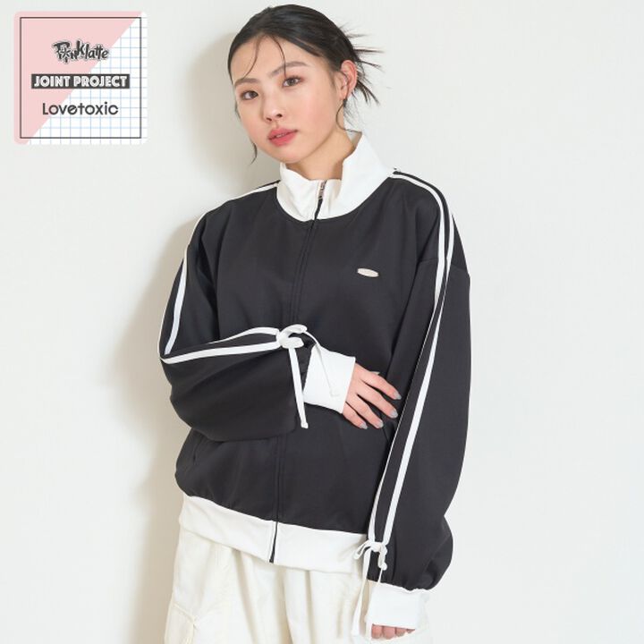 [Lovetoxic &times; PINK-latte Collaboration] Line Ribbon Track Jacket,Off white, medium image number 10