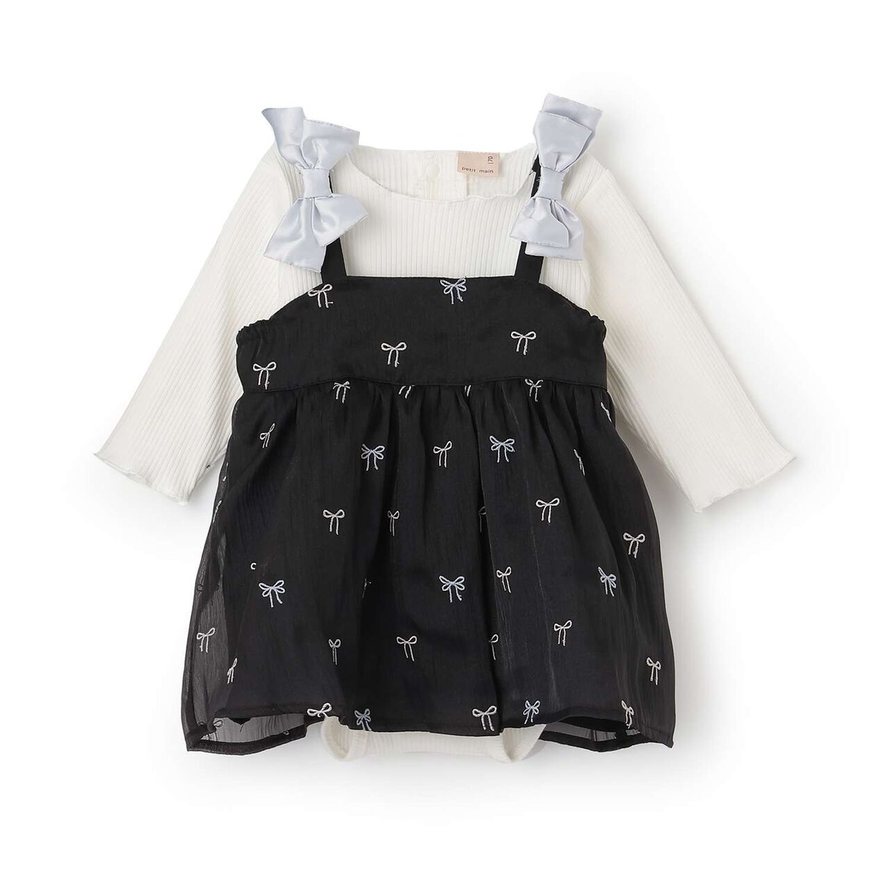 Ribbon Embroidery Outfit Set,Black, large image number 2